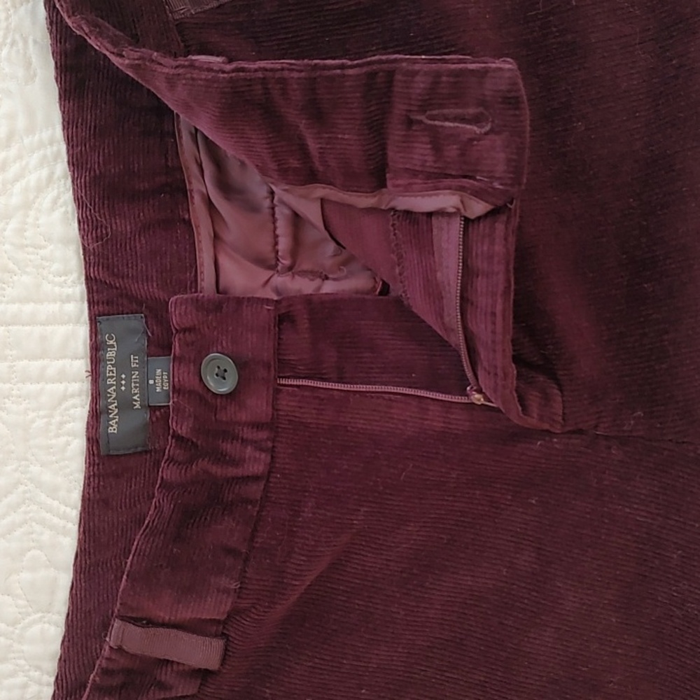 Banana Republic Dark Wine Red Corduroy Flared Trousers/ Size 8 - Picture 5 of 8